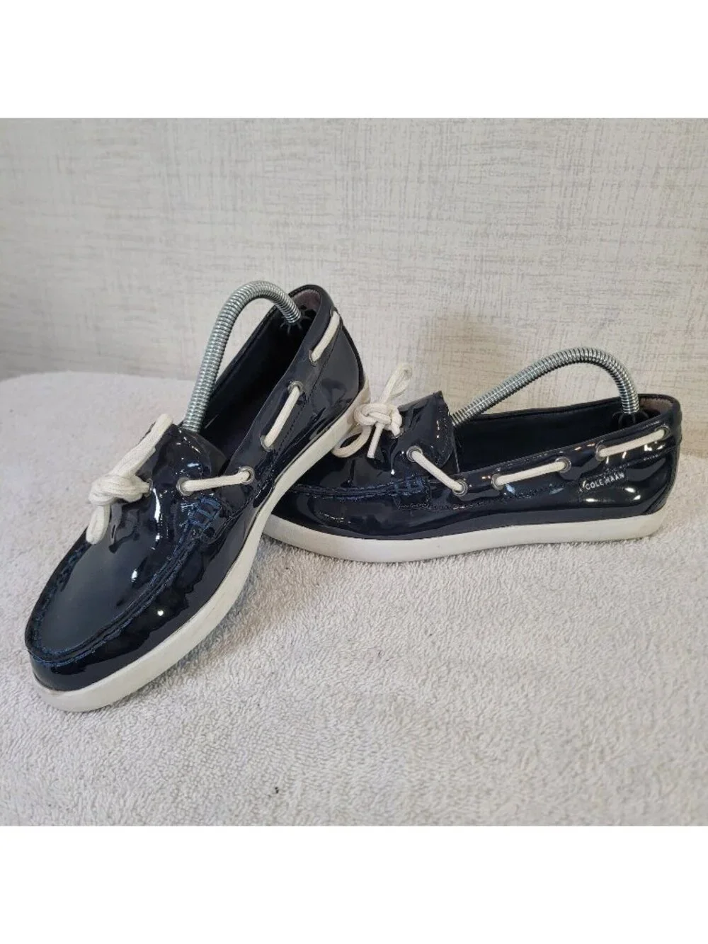 Cole Haan Boat Shoes Womens 6B Regatta Slip On W05747 Black Patent Leather - Picture 1 of 10